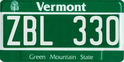 VT license plate ZBL330
