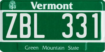 VT license plate ZBL331