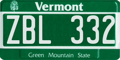 VT license plate ZBL332