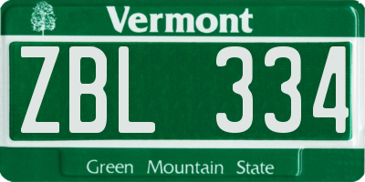 VT license plate ZBL334