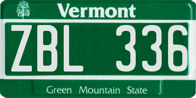 VT license plate ZBL336