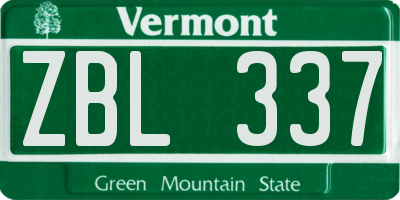 VT license plate ZBL337