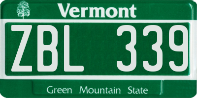 VT license plate ZBL339