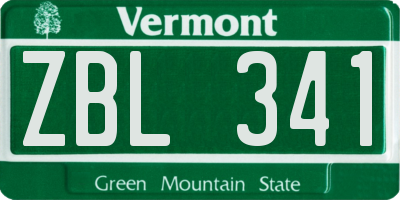 VT license plate ZBL341
