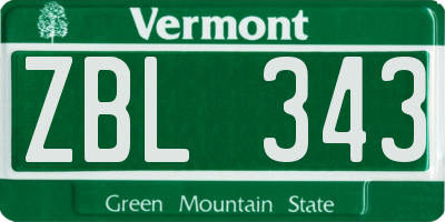 VT license plate ZBL343