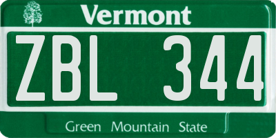 VT license plate ZBL344