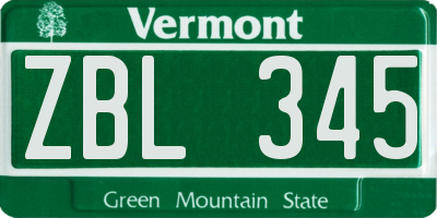 VT license plate ZBL345