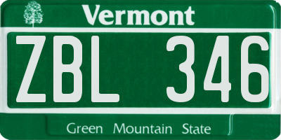 VT license plate ZBL346