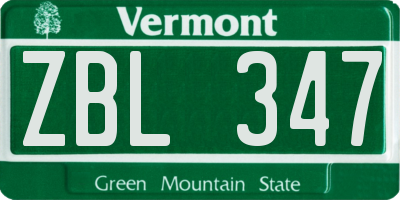 VT license plate ZBL347