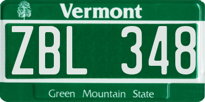 VT license plate ZBL348