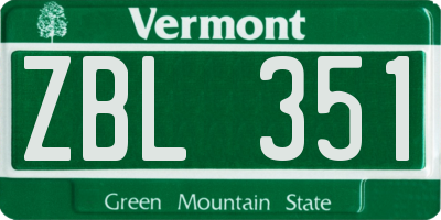 VT license plate ZBL351