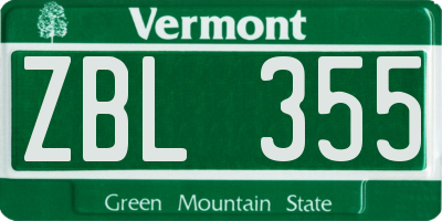 VT license plate ZBL355