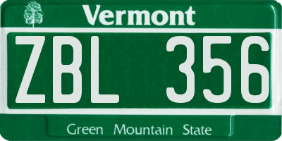 VT license plate ZBL356