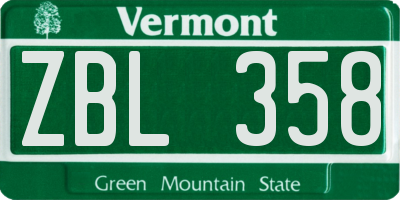 VT license plate ZBL358