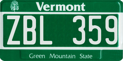 VT license plate ZBL359