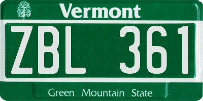 VT license plate ZBL361