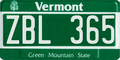 VT license plate ZBL365