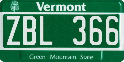 VT license plate ZBL366