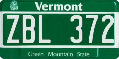 VT license plate ZBL372