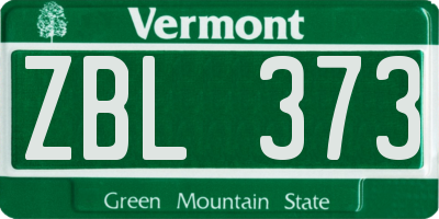 VT license plate ZBL373