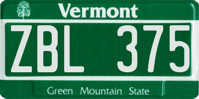 VT license plate ZBL375