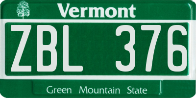 VT license plate ZBL376