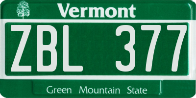 VT license plate ZBL377
