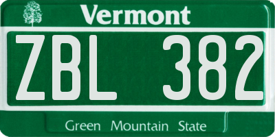 VT license plate ZBL382