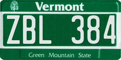 VT license plate ZBL384