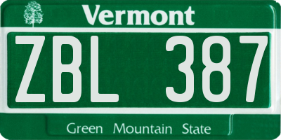 VT license plate ZBL387