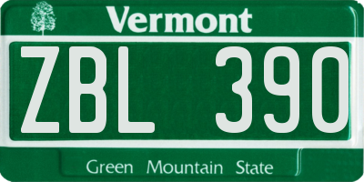 VT license plate ZBL390