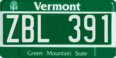 VT license plate ZBL391