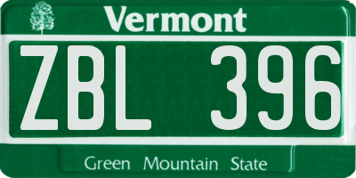 VT license plate ZBL396