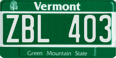 VT license plate ZBL403
