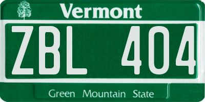 VT license plate ZBL404