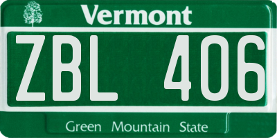 VT license plate ZBL406