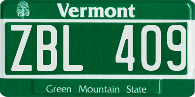VT license plate ZBL409