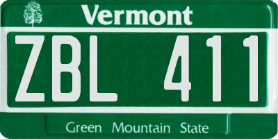 VT license plate ZBL411