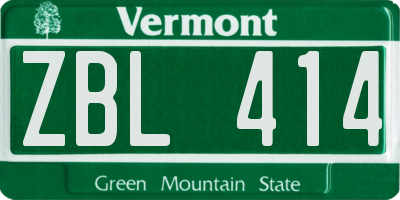 VT license plate ZBL414