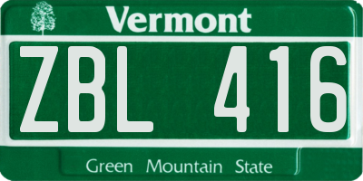 VT license plate ZBL416