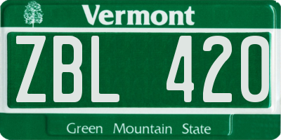 VT license plate ZBL420