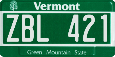 VT license plate ZBL421