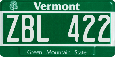 VT license plate ZBL422