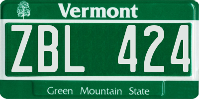 VT license plate ZBL424