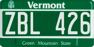 VT license plate ZBL426