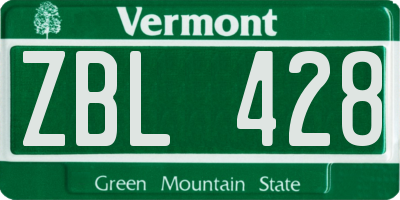 VT license plate ZBL428