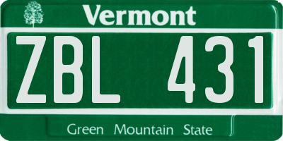 VT license plate ZBL431