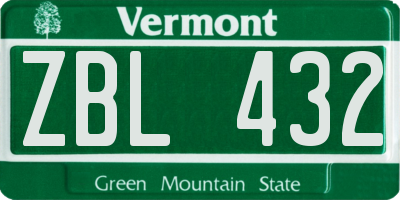 VT license plate ZBL432