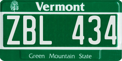 VT license plate ZBL434
