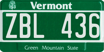 VT license plate ZBL436